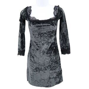 Kimchi Blue‎ Crushed Velvet Dress Womens M Black Witchy Whimsigoth Gypsy Lolita